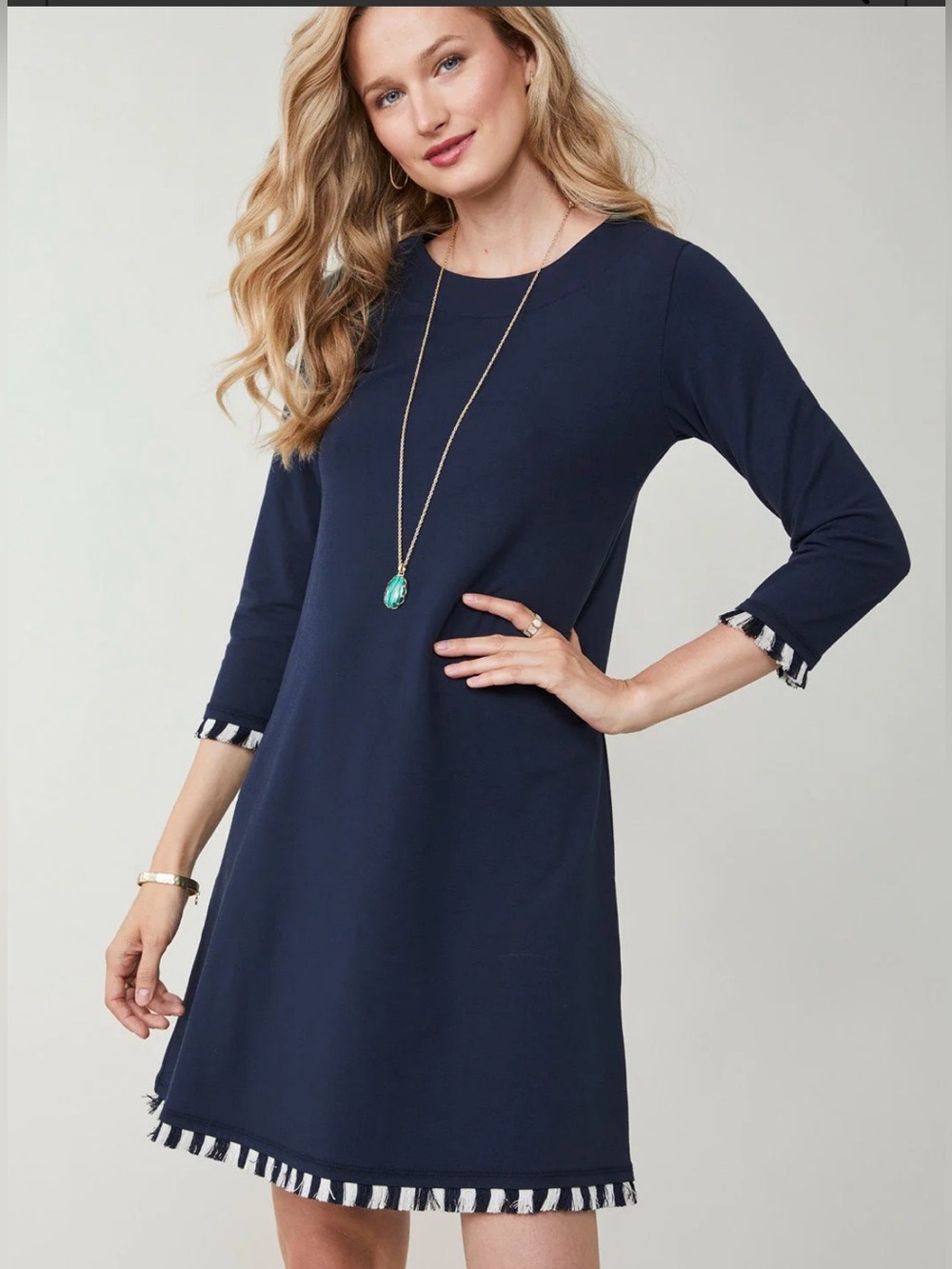 Spartina 449 Island Fringe Dress Slate Blue XXS